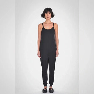 Paper Label Black Nicola Playsuit Ribbed Knit Cotton Lounge Jumpsuit Size XS